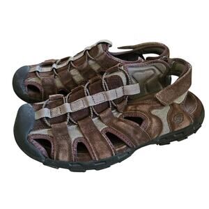 Men's Size 10 - Skechers Brown Leather Outdoor - Fisherman Sandal Shoes